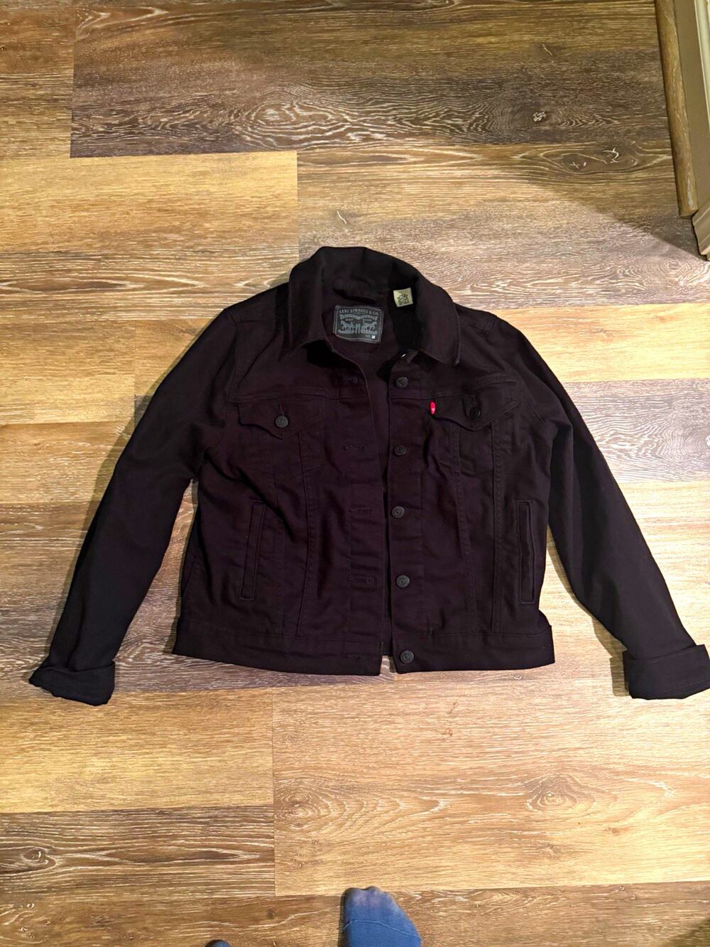 Levi Strauss & Co. Black Denim Jacket Button Front Pockets Long Sleeve Size M